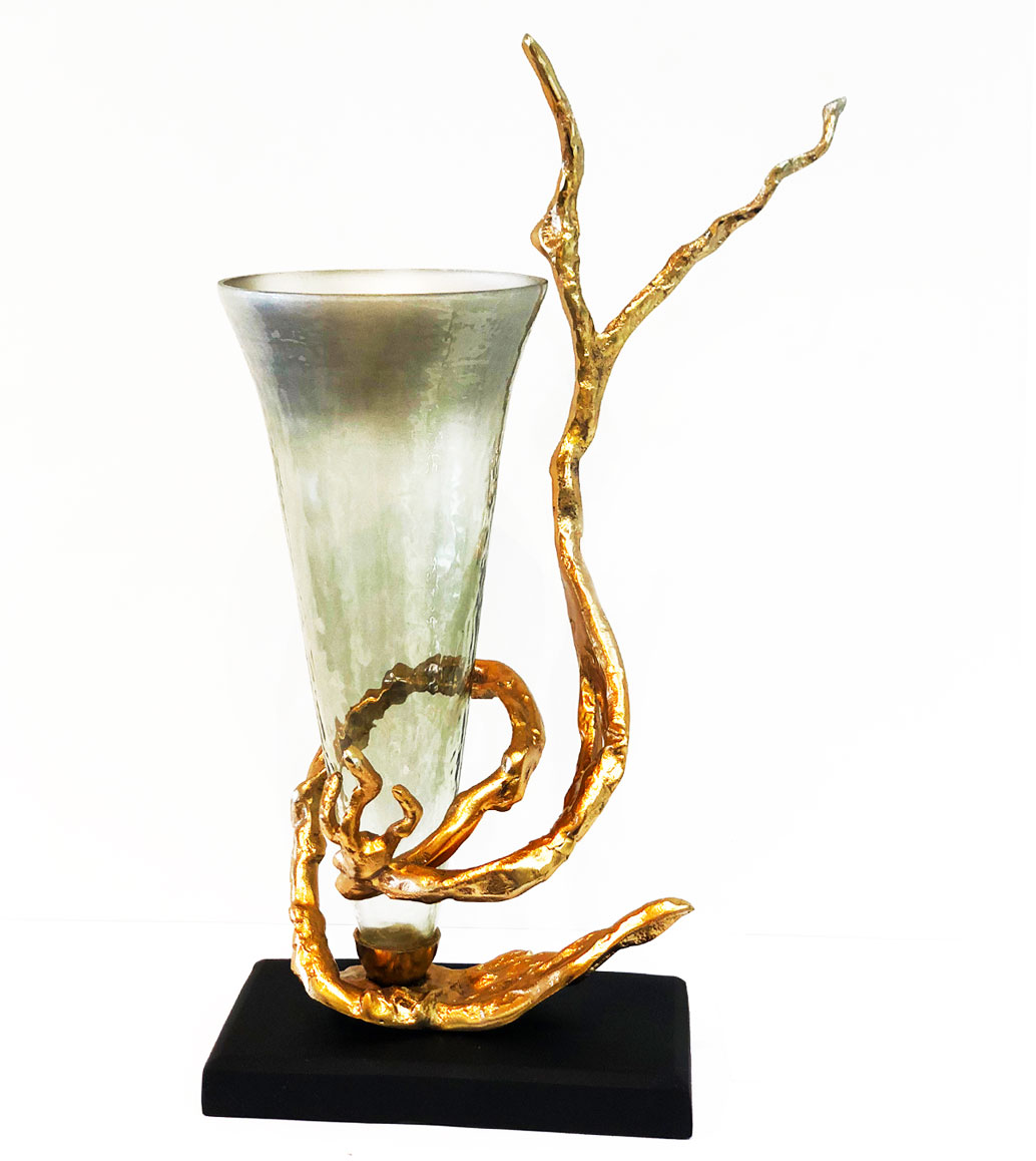 Msquare Gallery item Deco Glass Vase Metal Base