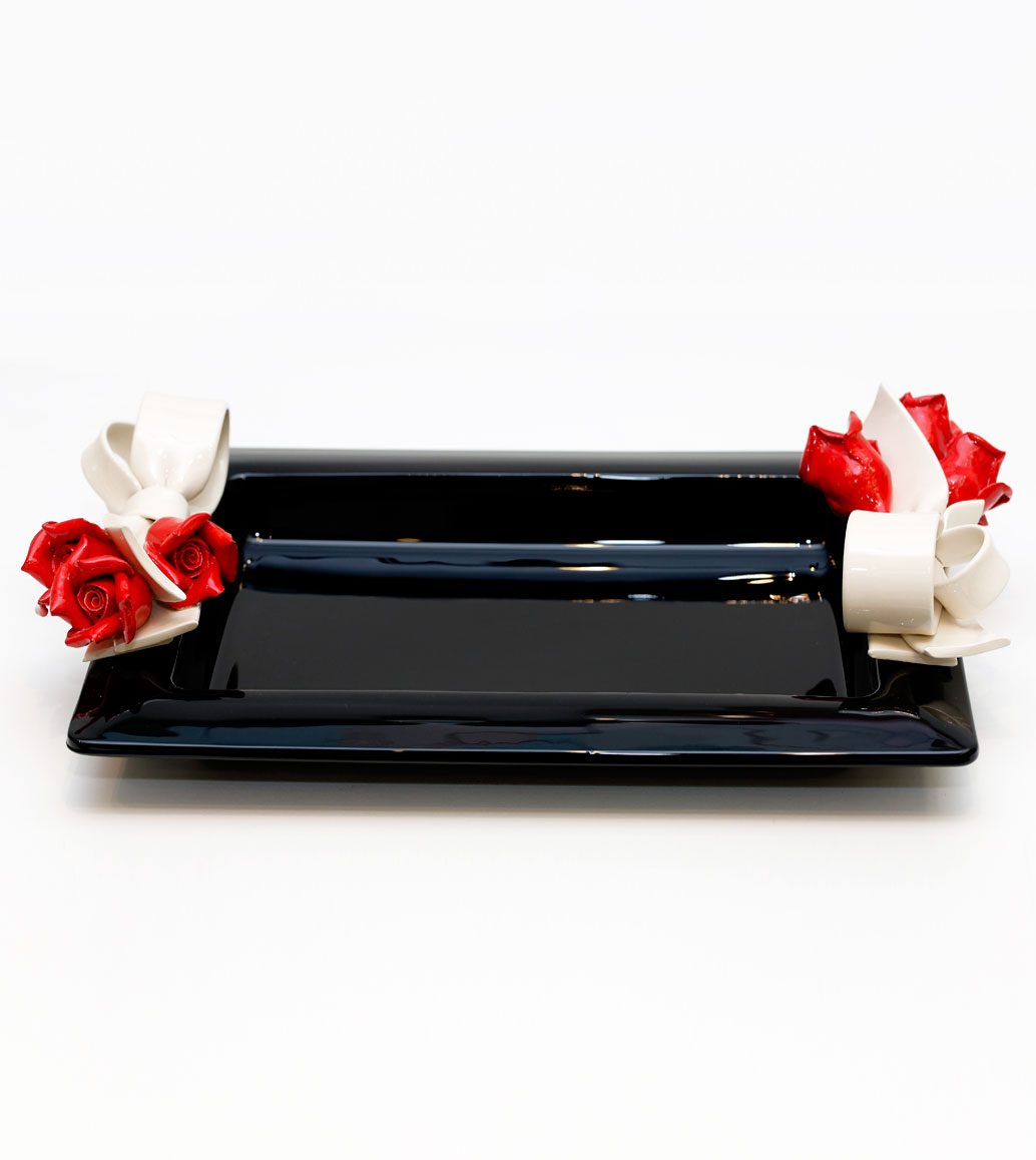 Msquare Gallery item Plateau En Porcelaine Fleur Et Ruban