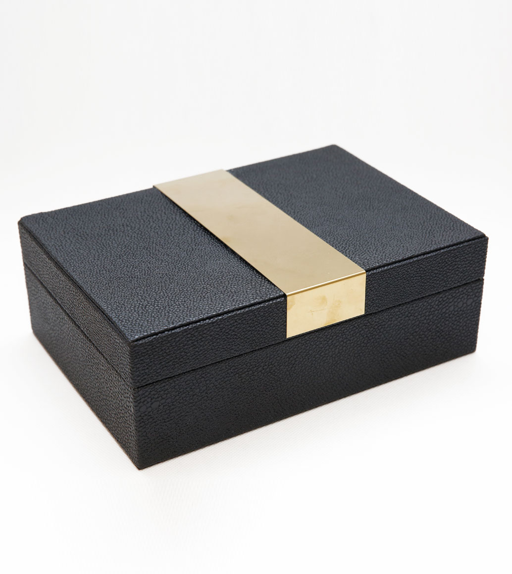 Msquare Gallery item Leather box with Metal Black