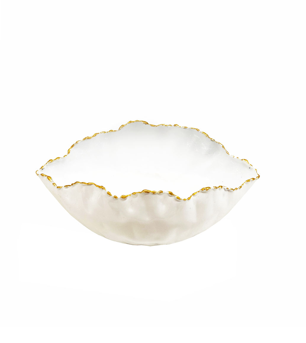 Msquare Gallery item Uneven Shell Bowl Glossy White