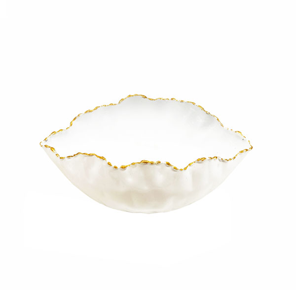 Msquare Gallery Product Uneven Shell Bowl Glossy White