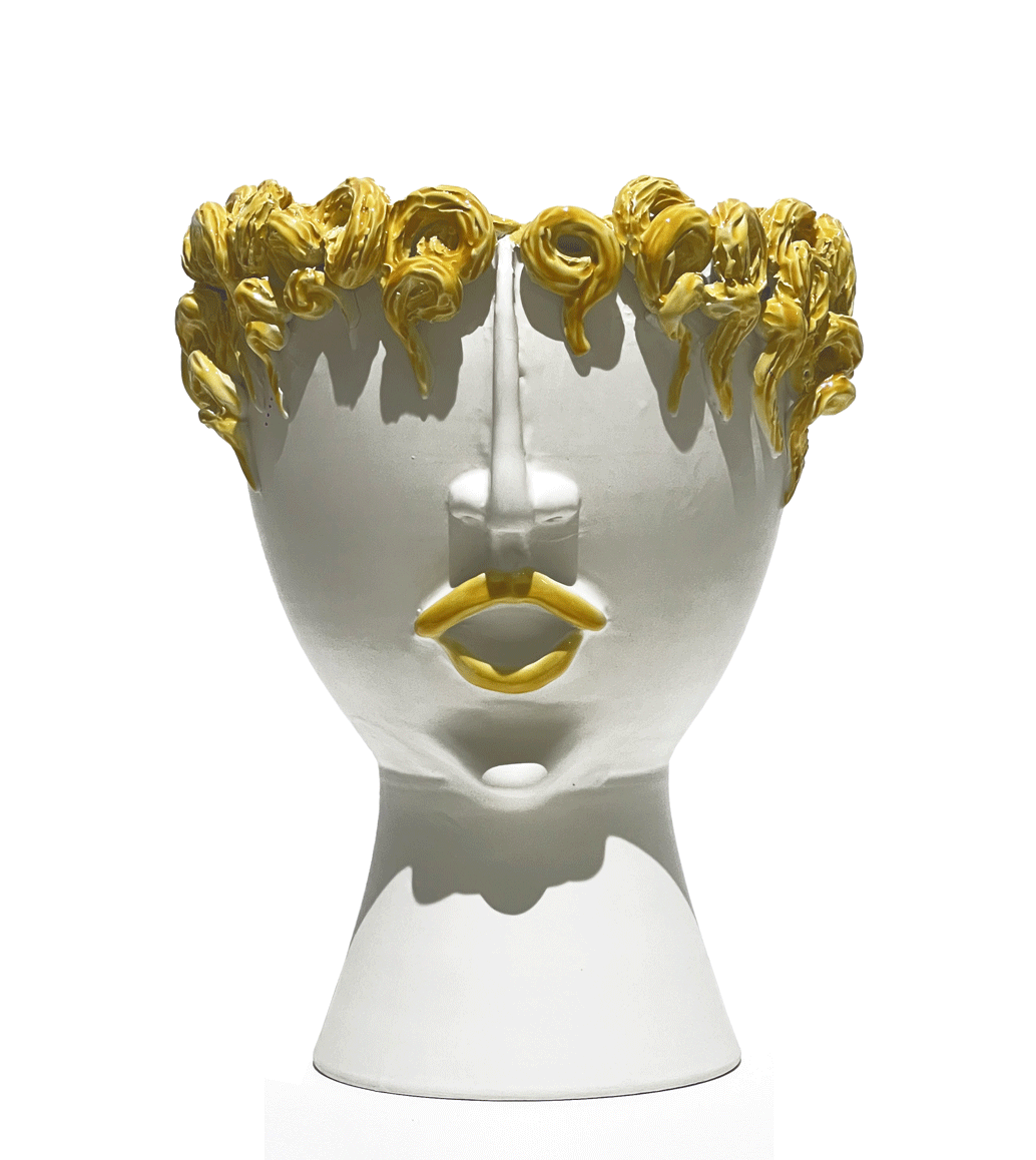 Msquare Gallery item Big Head Vase - White and Yellow