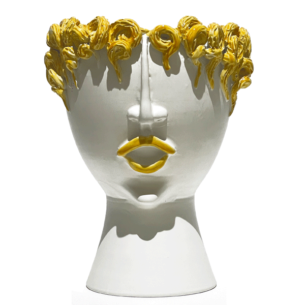 Msquare Gallery Product Big Head Vase - White and Yellow