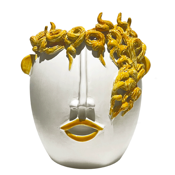 Msquare Gallery Product Big Head Vase - White and Yellow